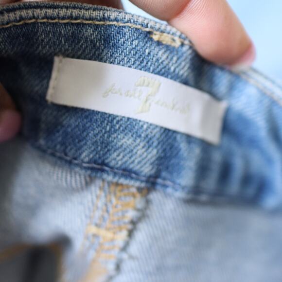 7 For All Mankind Demin Mini Skirt 27 Distressed Blue - Picture 4 of 5